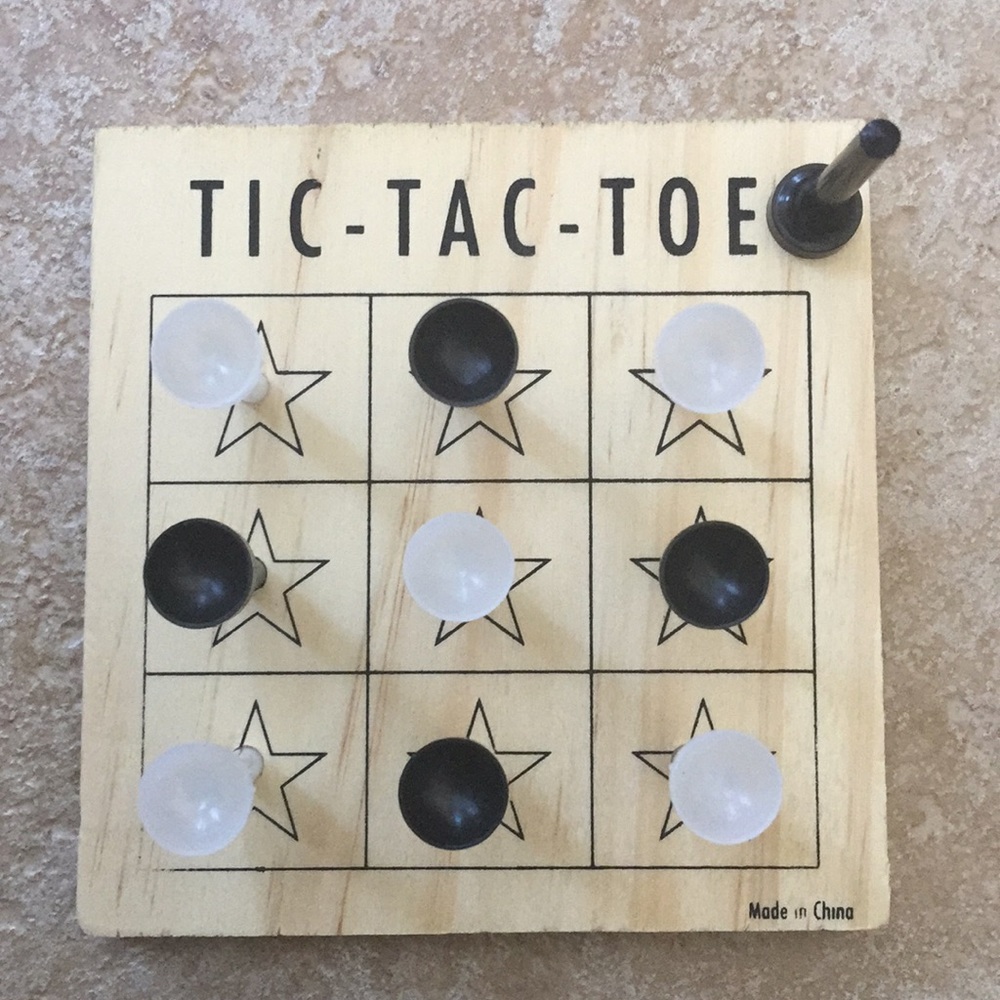 Sharper Image Wooden Tic Tac Toe Tabletop Board Game